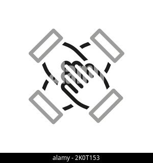 Einfaches Symbol für „Team Work Related Vector Line“. Enthält Symbole wie Freundschaft. Symbole mit dünner Kontur. Stock Vektor
