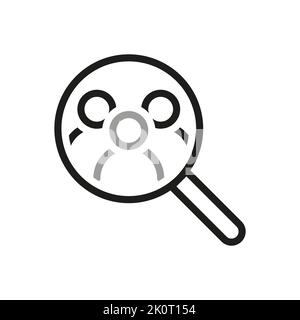 Einfaches Symbol für „Team Work Related Vector Line“. Enthält ein Symbol wie die Personensuche. Symbole mit dünner Kontur. Stock Vektor