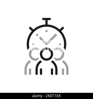 Einfaches Symbol für „Team Work Related Vector Line“. Enthält Symbole wie Zeitmanagement. Symbole mit dünner Kontur. Stock Vektor