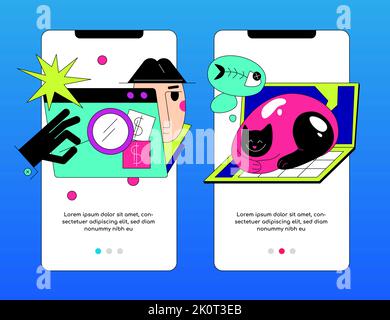 Online-Sicherheit und Fernzugriff – farbenfrohe Banner im flachen Design Stock Vektor