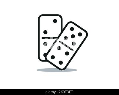 Domino-Spiel-Symbol. Knochen Weiße Stücke mit schwarzen Punkten isoliert auf dem Hintergrund. Vektor-Illustration für Spiel. Stock Vektor