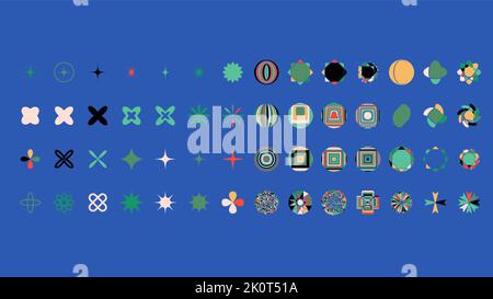 Brutalismus-Formen, minimalistische geometrische Elemente, abstrakte bauhaus-Formen. Y2K Stil. Stock Vektor