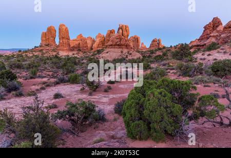 Enrada Sandsteinfelsen in der Windows Sektion des Arches National Park, Moab, Utah. Stockfoto