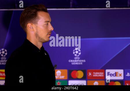 RB Salzburg Manager Matthias Jaissle bei einer Pressekonferenz in der Stamford Bridge, London. Bilddatum: Dienstag, 13. September 2022. Stockfoto