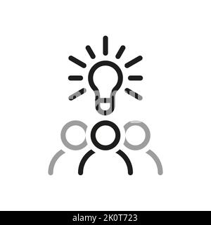 Einfaches Symbol für „Team Work Related Vector Line“. Enthält ein Symbol wie die Suche nach Ideen. Symbole mit dünner Kontur. Stock Vektor
