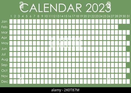 2023 Kalenderplaner. Corporate Design Week. Isoliert auf farbigem Hintergrund. Mondkalender. Platz für Aufkleber Stock Vektor