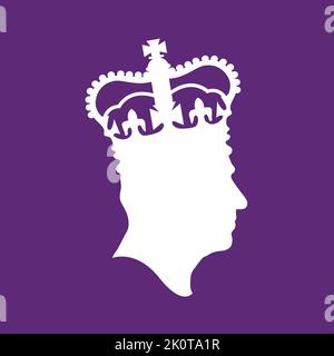 London, Großbritannien - September 2022: Seitenprofil-Silhouette von König Charles III. Der neue König nach dem Tod von Königin Elisabeth II Stock Vektor