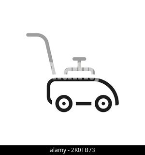 Einfache Umrisse der Golf-Ikone. Rasenmäher im linearen Stil mit Symbol. Stock Vektor