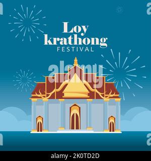 loy krathong Festivalkarte Stock Vektor