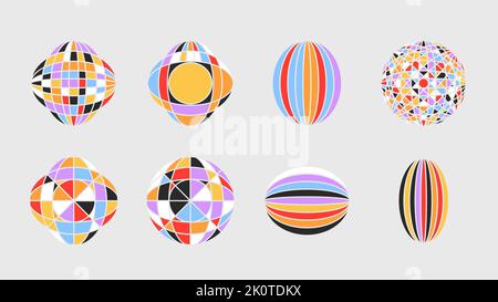 Satz von Gradienten abstrakten Y2K Brutalismus Formen. Abstraktes geometrisches Vektorgrafiken. Stock Vektor