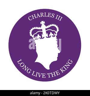 London, Großbritannien - September 2022: Seitenprofil-Silhouette von König Charles III. Der neue König nach dem Tod von Königin Elisabeth II Stock Vektor