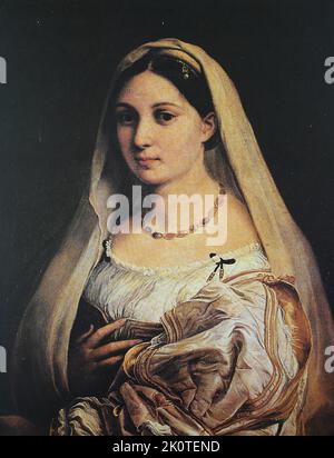 Donna Velata, von Raffaello Sanzio da Urbino, auch Raffael da Urbino, Raffaello Santi, Raffaello Sanzio, Raffael, italienischer Maler, Italien / Donna Velata, von Rafaello Sanzio da Urbino, auch Rafael da Urbino, Rafaello Santi, Rafaello Sanzio, Rafael, italienischer Maler, Digital restaurierte Produktion eines Kunstwerks (public Domain) aus dem Jahr ca 1500 / digital restaurierte Reproduktion eines Kunstwerks (public Domain) aus dem Jahr um 1500 Stockfoto