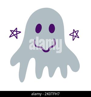 Halloween Geisterform, Handgezeichnete Niedliche Geist Silhouette Stock Vektor