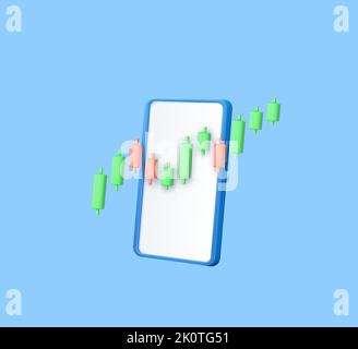 3D Candle-Stick-Diagramm von Online-Aktien Stock Vektor