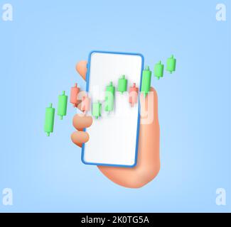 3D Candle-Stick-Diagramm von Online-Aktien Stock Vektor