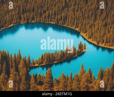 Ein schöner blauer See im Wald Stockfoto