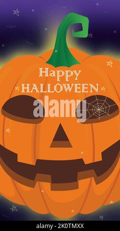 halloween Banner mit Kürbis mit Text Happy helloween Stock Vektor