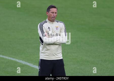 Turin, Italien. 13. September 2022. Roger Schmidt Cheftrainer von SL Benfica reagiert vor dem Training im Juventus Stadium, Turin. Bilddatum: 13.. September 2022. Bildnachweis sollte lauten: Jonathan Moscrop/Sportimage Kredit: Sportimage/Alamy Live News Stockfoto