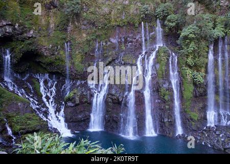 Die Grand Galet Falls (auch Langevin Falls genannt nach dem Namen des Flusses) liegt in der Gemeinde Saint-Joseph auf der Insel Reunion. Stockfoto