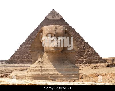 Spinx Gesicht auf der Pyramide von Gizeh, Kairo, Ägypten Stockfoto