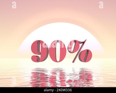 90 % Rabatt auf rosa Sonnenuntergang über dem Meer - 3D Render Stockfoto