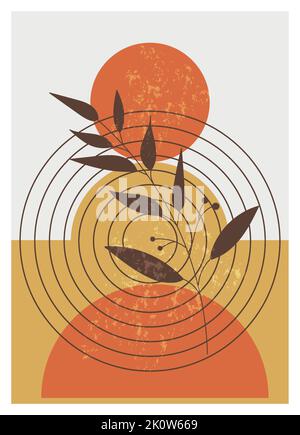 Einfache moderne handgezeichnete Boho Stil Design abstrakte Pflanzenkunst für Druck, Cover, Wallpaper, Minimal und natürliche Wandkunst. Zeitgenössische künstlerische Pflanze A Stock Vektor
