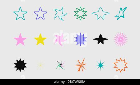 Abstrakte geometrische Formen, Brutalismus-Formen, memphis geometrische Elemente. Stock Vektor