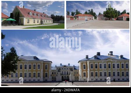 Schloss Rundale, ehemalige Sommerresidenz des lettischen Adels mit einem schönen Gärten herum. Stockfoto