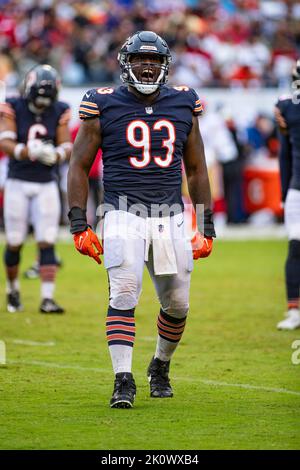 Chicago, Illinois, USA. 11. September 2022. - Chicago Bears #93 Justin Jones in Aktion während des Spiels zwischen dem San Francisco 49ers und den Chicago Bears im Soldier Field in Chicago, IL. Kredit: csm/Alamy Live Nachrichten Stockfoto