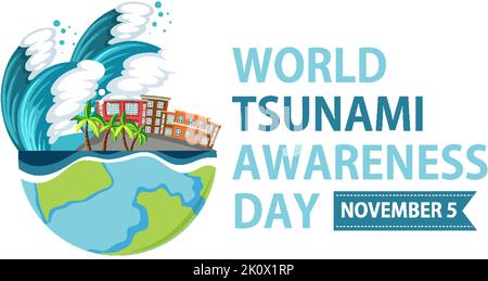 Illustration zum Welt-Tsunami-Tag Stock Vektor
