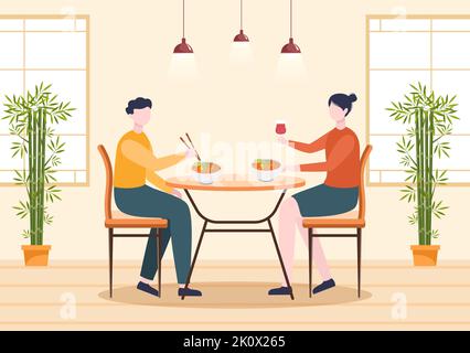 Traditionelle Thai Food Template Handgezeichnete Cartoon Flat Illustration Menschen essen Thailands Küche in einem Restaurant oder Cafe Design Stock Vektor