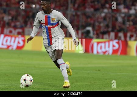 München, Deutschland . 13. September 2022. MÜNCHEN, Deutschland., . #7, Ousmane DEMBELE, FUSSBALL, UEFA CHAMPIONS LEAGUE, FC Bayern München gegen FC BARCELONA am Dienstag 13. September in München, Gruppe C Fußballspiel, Ergebnis 2:0, Arena München. (Foto: Arthur THILL/ATPimages) (THILL Arthur/ATP/SPP) Quelle: SPP Sport Press Foto. /Alamy Live News Stockfoto