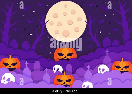 Papier Kunst halloween Hintergrund Illustration Design Stock Vektor