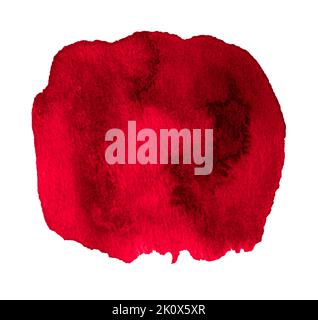 Runder roter Aquarellrahmen auf Papier gezeichnet. Stockfoto