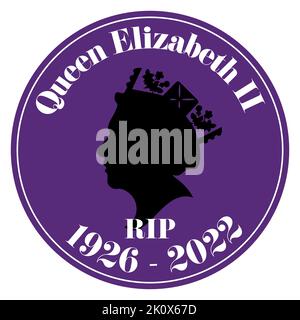 SWINDON, Großbritannien - 9. September 2022 Queens Elizabeth Dies - 1926 - 2022 Rest in Peace Vektorgrafik. Stock Vektor