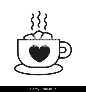 Vektor-Kaffee-Logo-Design. Schwarz und weiß eine Tasse heißen Kakao, Kaffee Stock Vektor