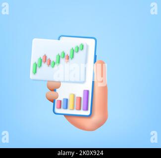 3D Candle-Stick-Diagramm von Online-Aktien Stock Vektor