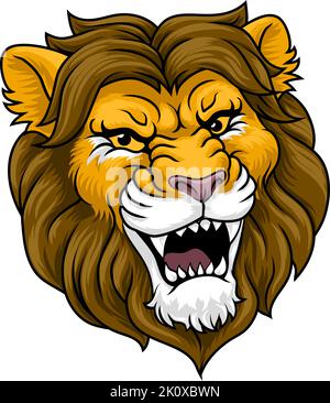 Lion Angry Lions Team Sport Maskottchen Roaring Stock Vektor
