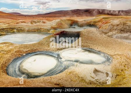 Sol de Manana Geyser in den bolivianischen anden altiplano nahe der chilenischen Grenze Stockfoto