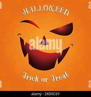 halloween-Karte mit Kürbisgesicht mit Text Stock Vektor