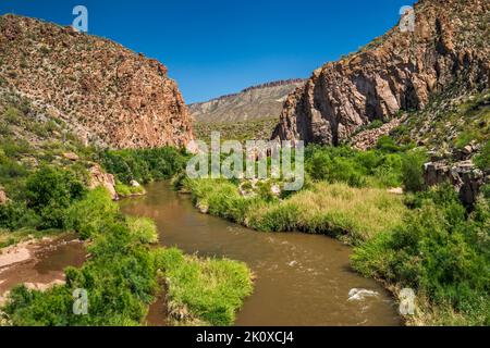 Salt River Riparian Corridor, in der Nähe des Theodore Roosevelt Lake, von der Brücke auf der AZ-288 (Globe-Young Highway), am Wilderness Take-out Point, Arizona, USA Stockfoto