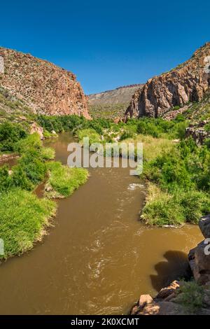 Salt River Riparian Corridor, in der Nähe des Theodore Roosevelt Lake, von der Brücke auf der AZ-288 (Globe-Young Highway), am Wilderness Take-out Point, Arizona, USA Stockfoto