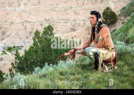 USA, Great Plains, South Dakota, Lakota Scout Stockfoto