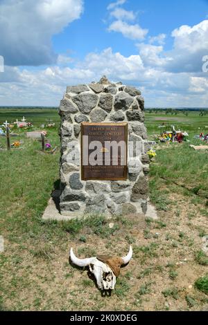 USA, Great Plains, Montana, Blaine County, Fort Belknap Agency, Friedhof des heiligen Herzens, Gros Ventre und Assiniboine Tribe Stockfoto