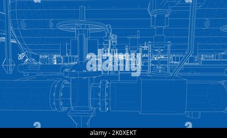 Skizze von Industrieanlagen. Vektor Stock Vektor