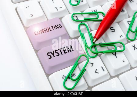 Sign Display Consulting SystemHilfestellung für Unternehmen bei der Verbesserung der Prozessadäquanz und Funktionalität. Überblick über das Unternehmen hilft Unternehmen, die Prozessadäquanz zu verbessern Stockfoto