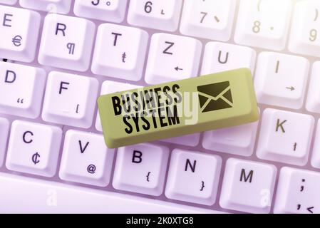 Textunterschrift mit Darstellung des GeschäftssystemsEine Methode zur Analyse der Informationen von Organisationen. Business Showcase Eine Methode zur Analyse der Informationen Stockfoto