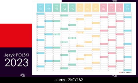 Kalender auf Polnisch für 2023. Jahresplaner und Veranstalter 