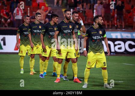 Sofia, Bulgarien - 28. Juli 2022: Das Team von Makedonija GP wird während des Qualifikationsspiels der UEFA Europa Conference League zwischen CSKA Sofia gesehen Stockfoto