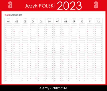 Kalender auf Polnisch für 2023. Jahresplaner und Veranstalter 